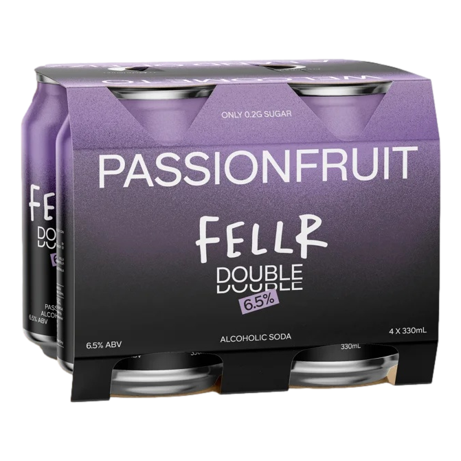 Fellr DOUBLE Seltzer Passionfruit 6% 330ml Can 4 Pack