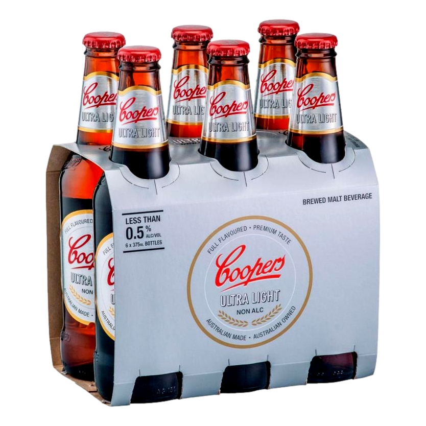 Coopers Ultra Light Non Alcoholic Beer 375ml Bottle 6 Pack