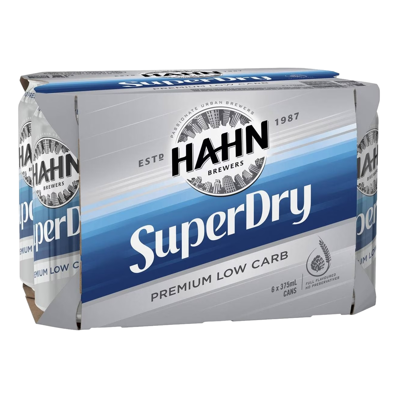 Hahn Super Dry Lager 375ml Can 6 Pack