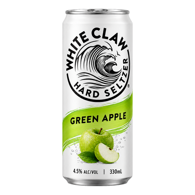 White Claw Hard Seltzer Green Apple 4.5% 330ml Can 4 Pack