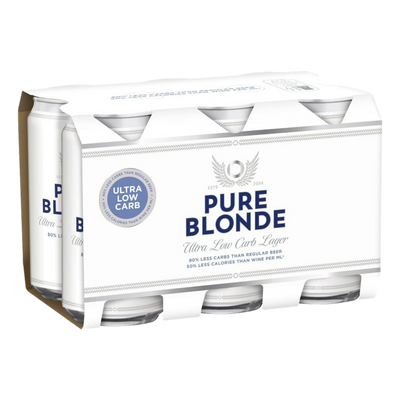 Pure Blonde Ultra Low Carb 80% Lager 375ml Can 6 Pack