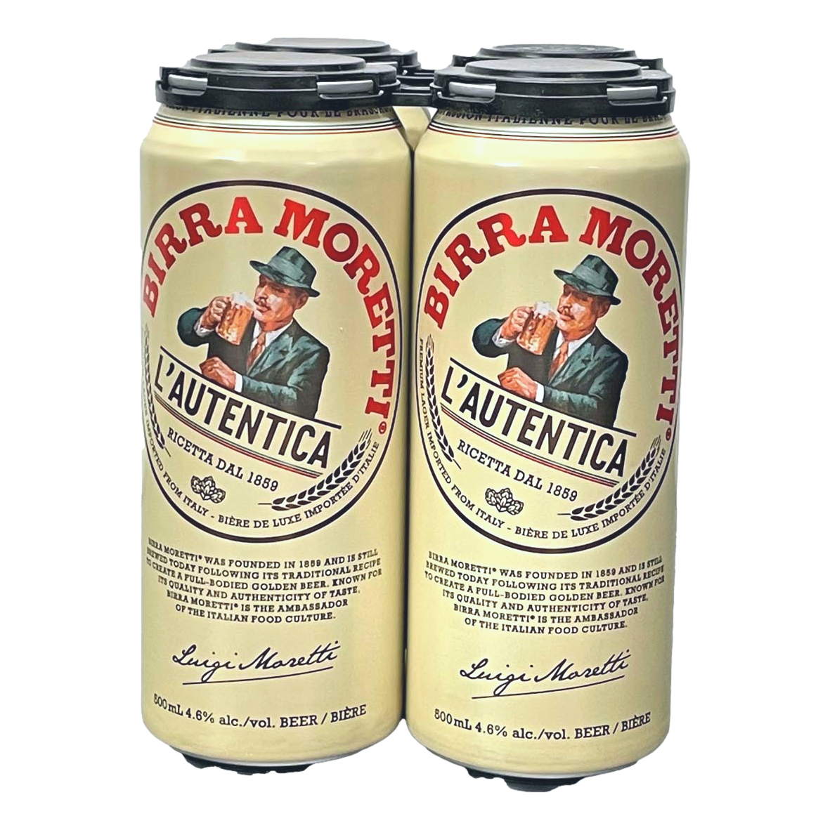 Birra Moretti Premium Lager 500ml Can 4 Pack