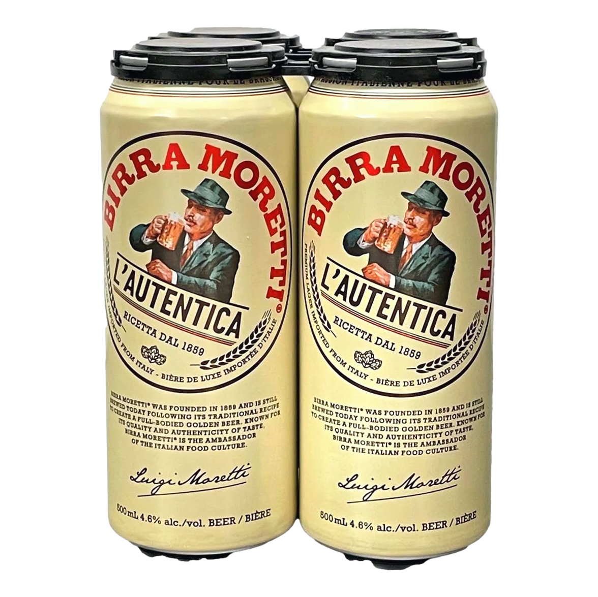 Birra Moretti Premium Lager 500ml Can 4 Pack
