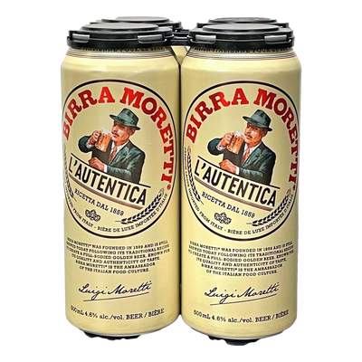 Birra Moretti Premium Lager 500ml Can 4 Pack