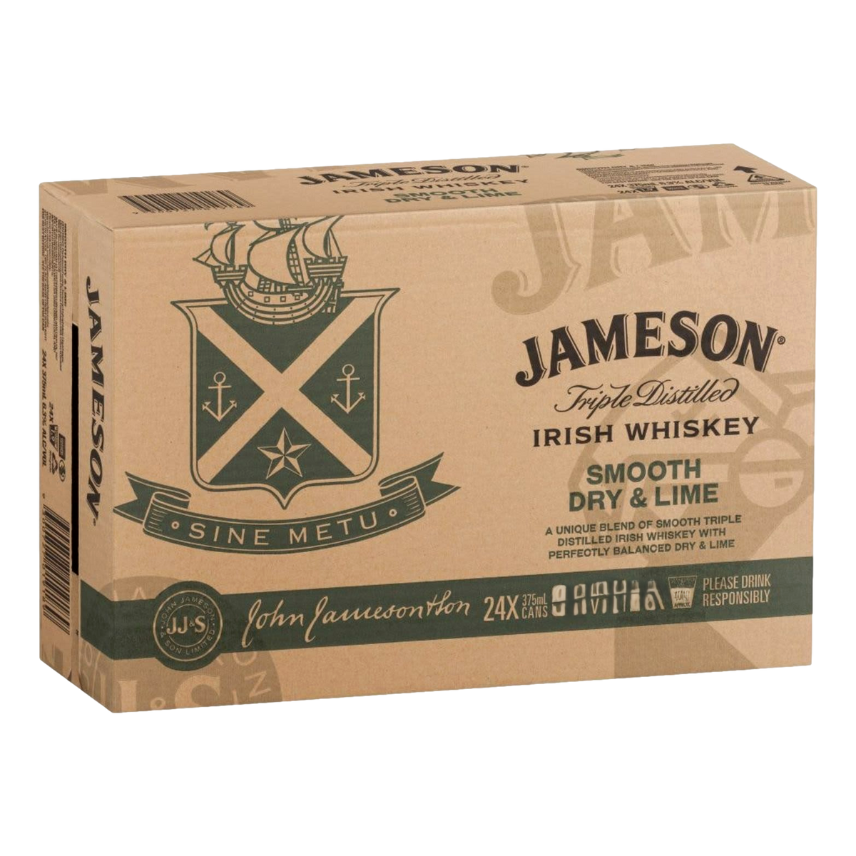 Jameson Irish Whiskey Smooth Dry & Lime 4.8% 375ml Can Case of 24