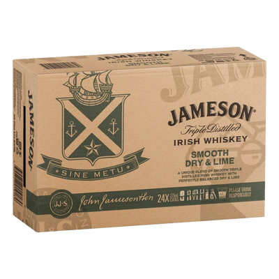 Jameson Irish Whiskey Smooth Dry & Lime 4.8% 375ml Can Case of 24