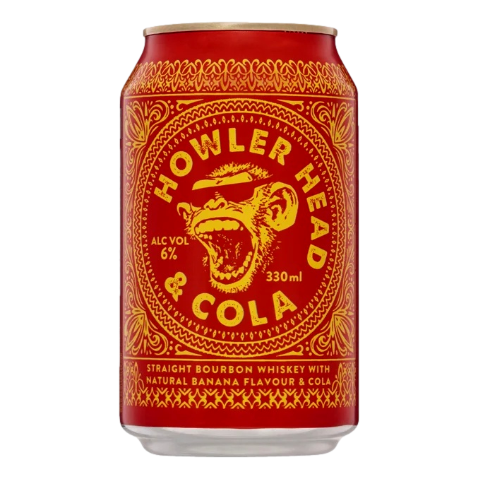 Howler Head Banana Flavoured Kentucky Straight Bourbon Whiskey & Cola 330ml Can  4 Pack