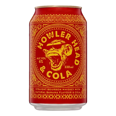 Howler Head Banana Flavoured Kentucky Straight Bourbon Whiskey & Cola 330ml Can  4 Pack