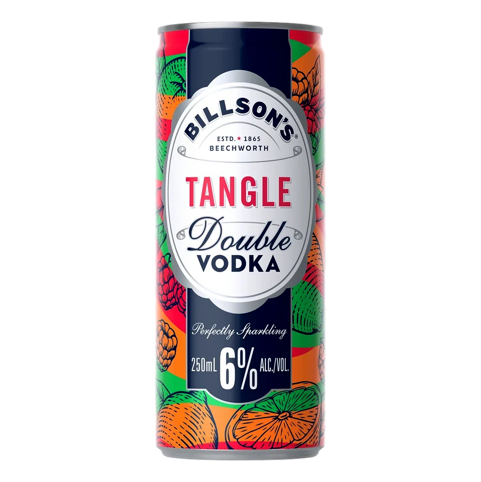 Billson's Tangle DOUBLE Vodka 6% 250ml Can Case of 24