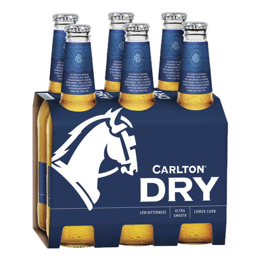 Carlton Dry Lower Carb Lager 330ml Bottle 6 Pack