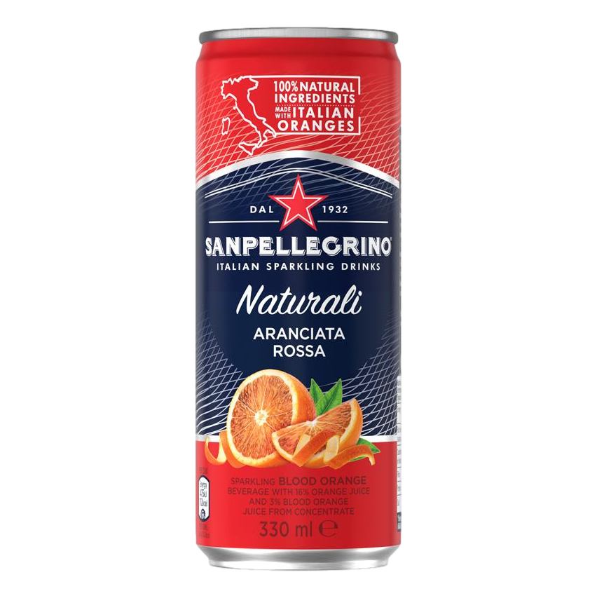 San Pellegrino Naturali Aranciata Rossa 330ml Can 4 Pack