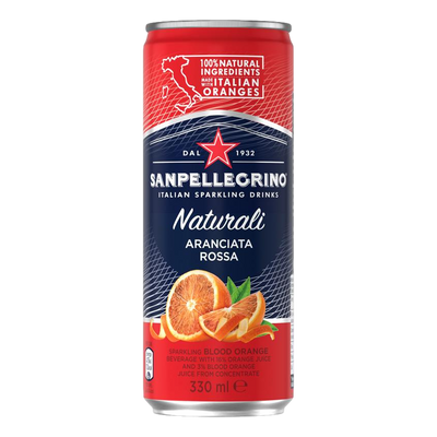 San Pellegrino Naturali Aranciata Rossa 330ml Can 4 Pack