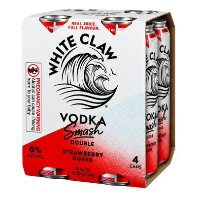 White Claw Smash Double Strawberry Guava Vodka 6% 330ml Can 4 Pack