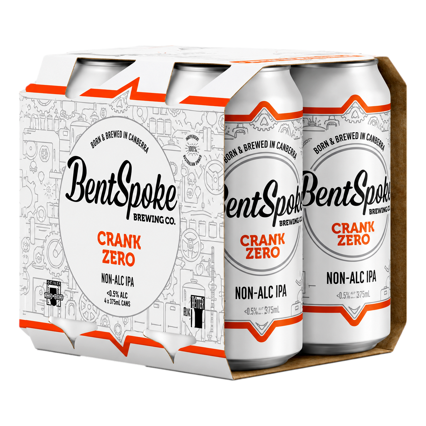 BentSpoke Crank Zero Non Alcoholic IPA 375ml Can  4 Pack