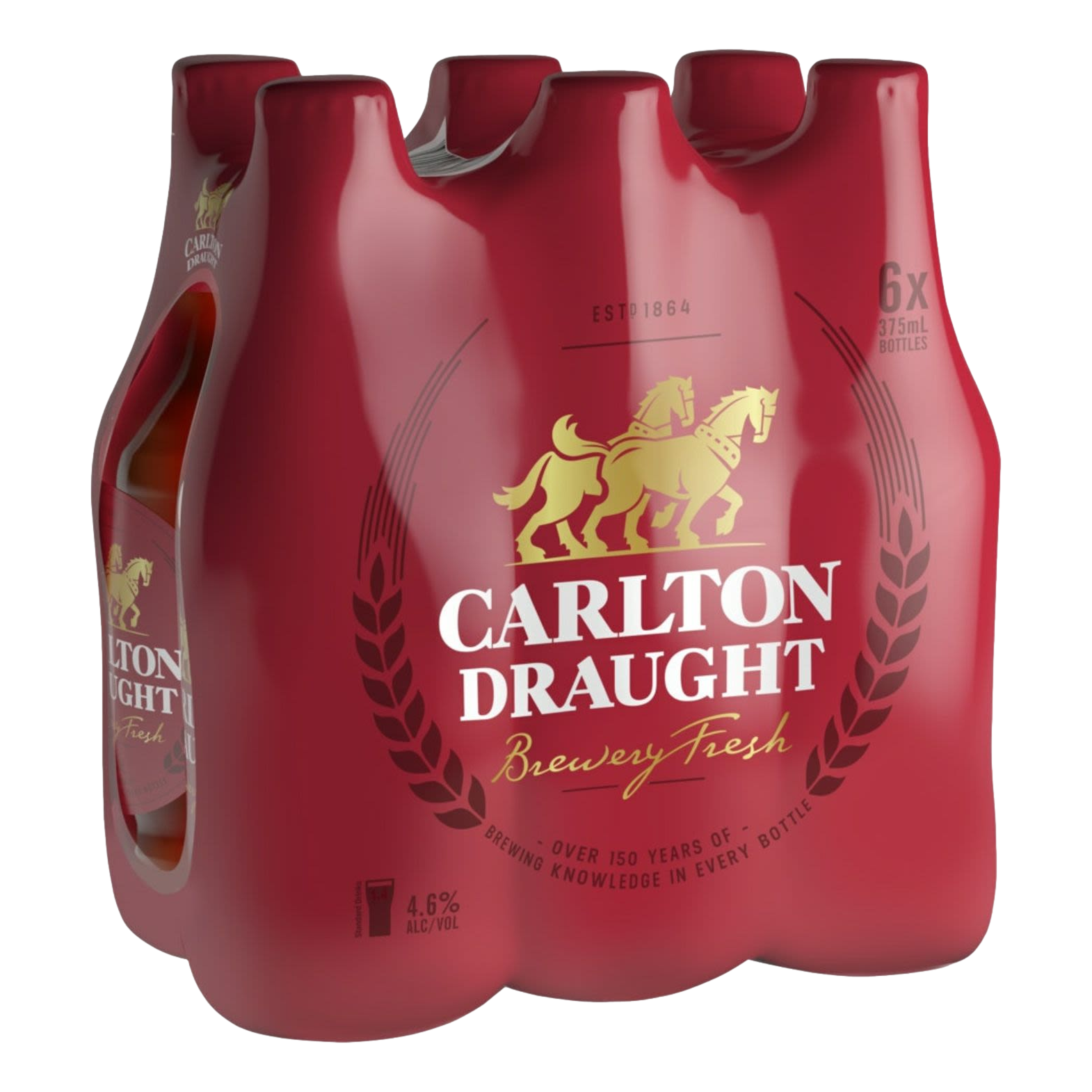 Carlton Draught Lager 375ml Bottle 6 Pack