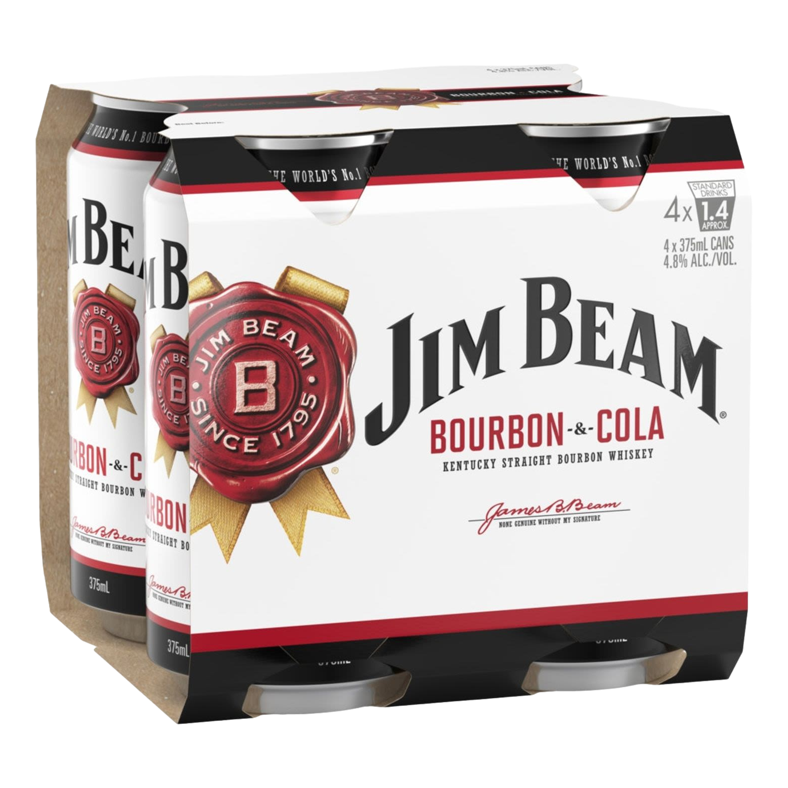 Jim Beam White & Cola 375ml Can 4 Pack