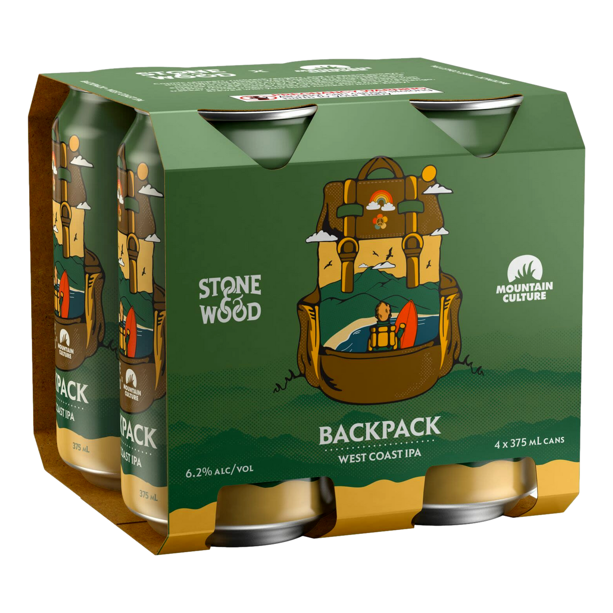 Mountain Culture x Stone & Wood Backpack West Coast IPA 6.2% 375ml Can 4 Pack