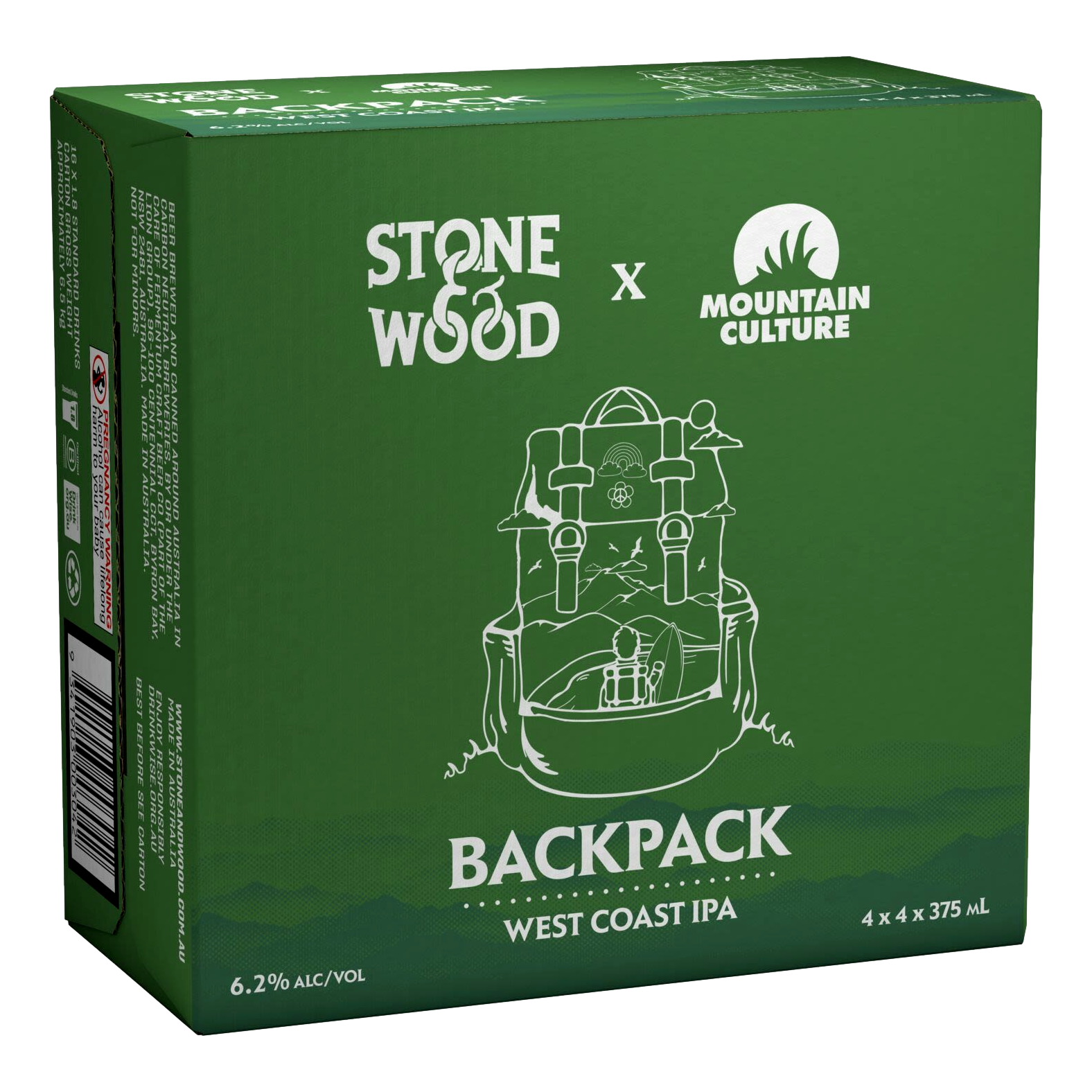 Mountain Culture x Stone & Wood Backpack West Coast IPA 6.2% 375ml Can Case of 16