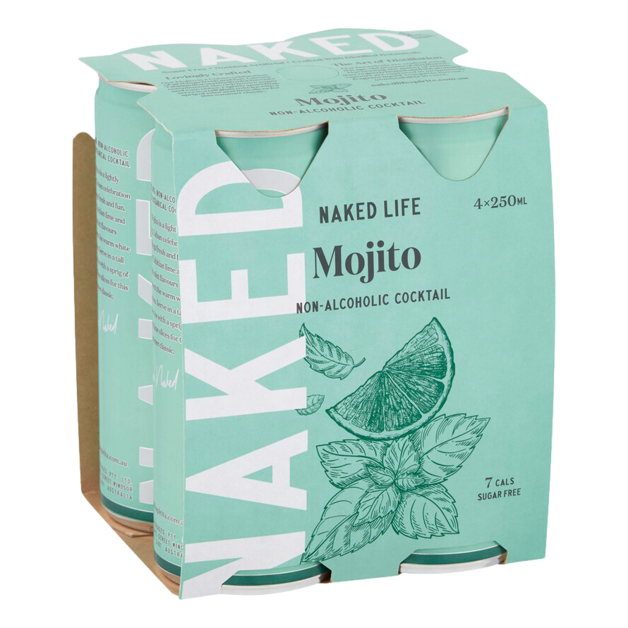 Naked Life Non-Alcoholic Mojito Cocktail 250ml Can 4 Pack