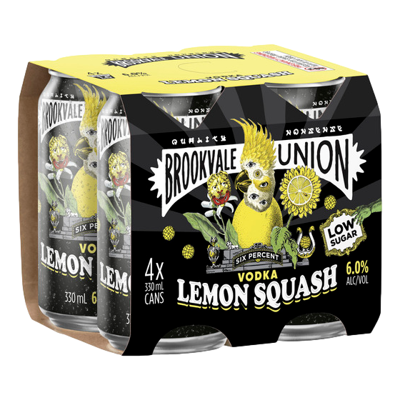 Brookvale Union Vodka Lemon Squash 6% 330ml Can 4 Pack