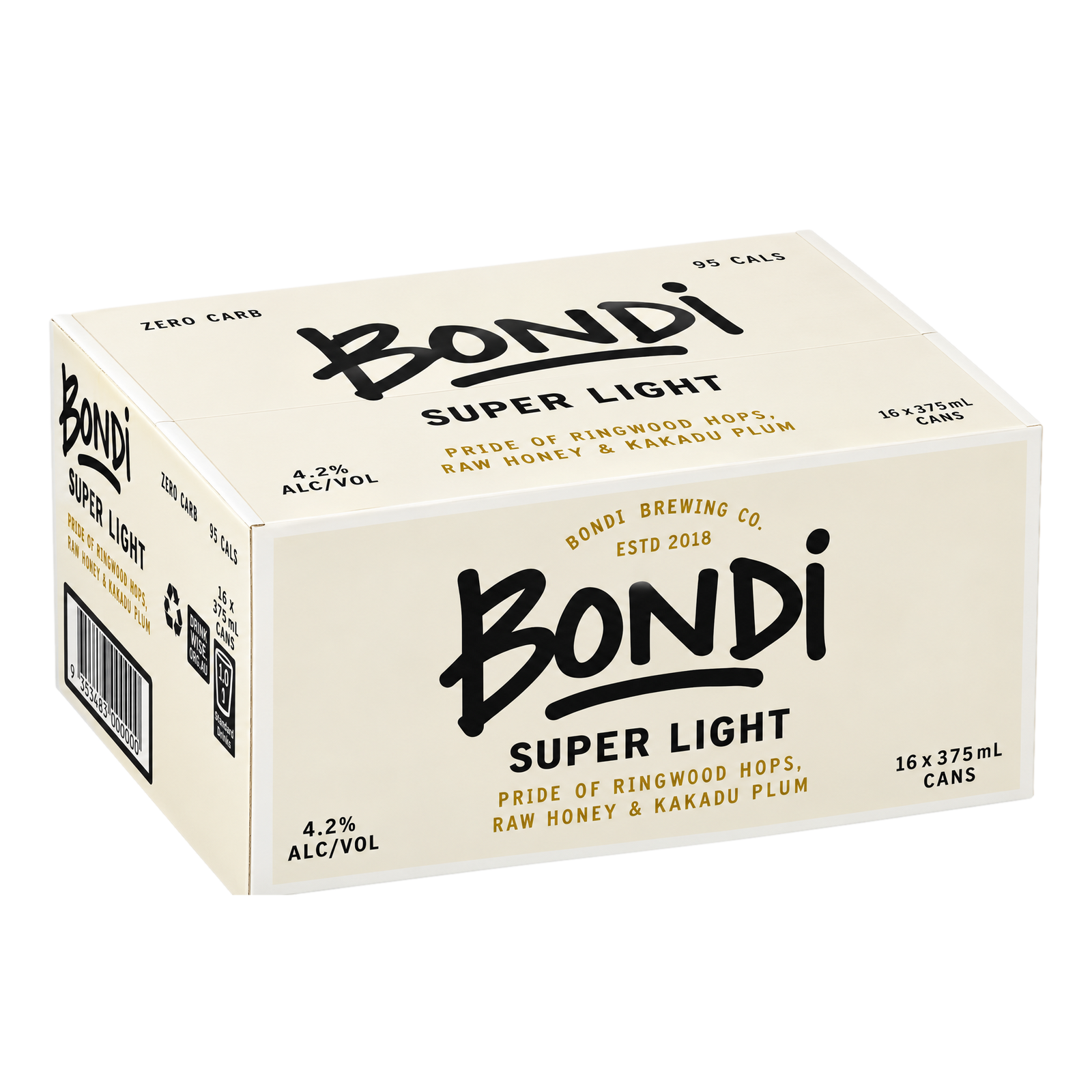 Bondi Brewing Super Light Lager  4.2% 375ml Can Case of 16