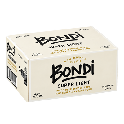 Bondi Brewing Super Light Lager  4.2% 375ml Can Case of 16