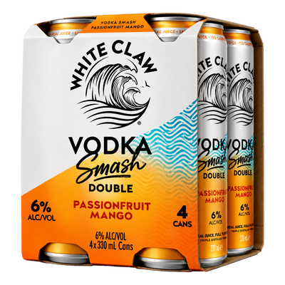 White Claw Smash Double Passionfruit Mango Vodka 6% 330ml Can 4 Pack