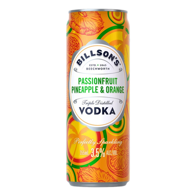 Billson's Passionfruit Pineapple & Orange Vodka 3.5% 355ml Can 4 Pack