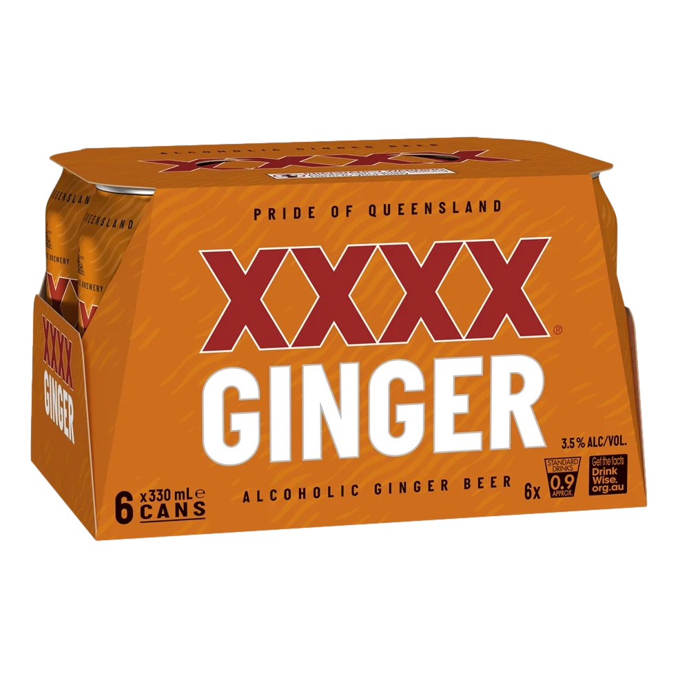 XXXX Alcoholic Ginger Beer 3.5% 330ml Can 6 Pack