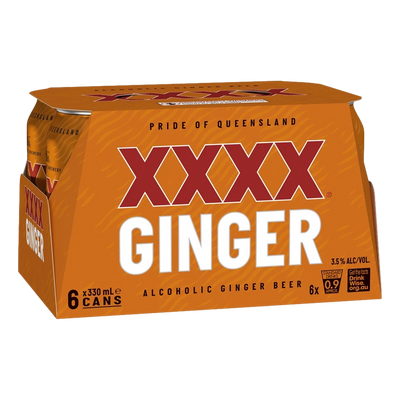 XXXX Alcoholic Ginger Beer 3.5% 330ml Can 6 Pack