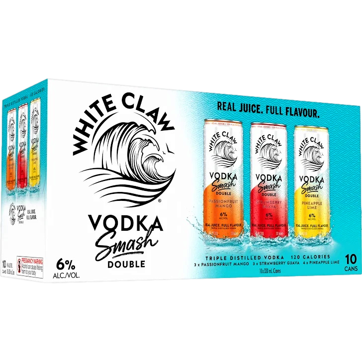 White Claw Smash Double Vodka Varieties 6% 330ml Can 10 Pack - Camperdown Cellars