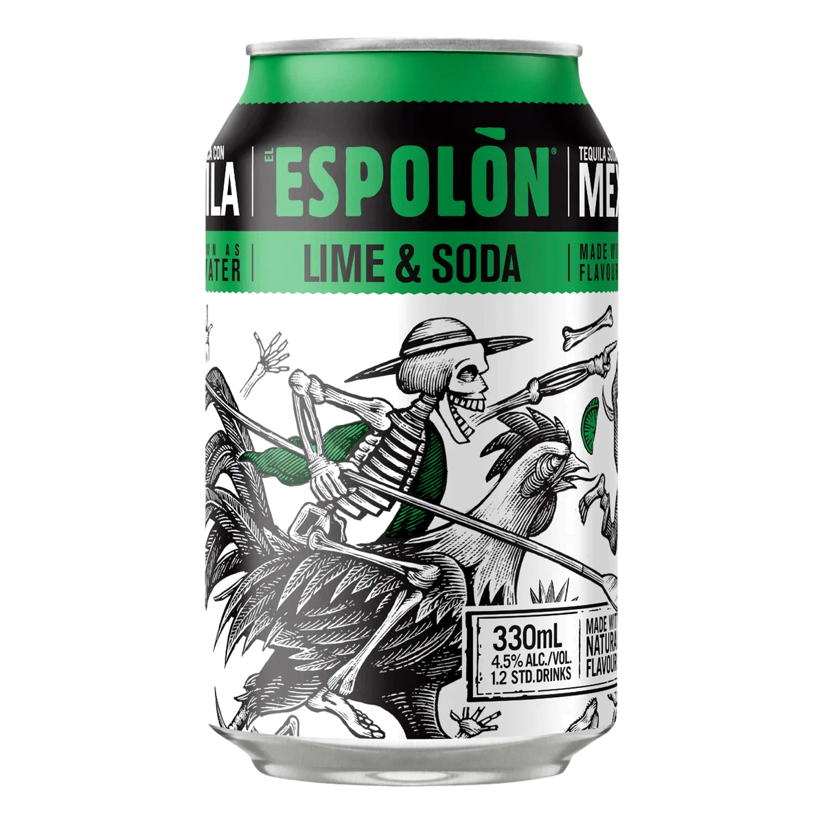 Espolon Tequila Lime & Soda 330ml Can 4 Pack