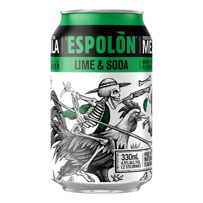 Espolon Tequila Lime & Soda 330ml Can 4 Pack