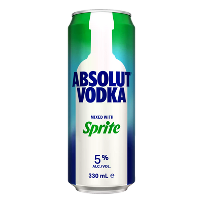 Absolut Vodka & Sprite Lemonade Premix 330ml Can 10 Pack