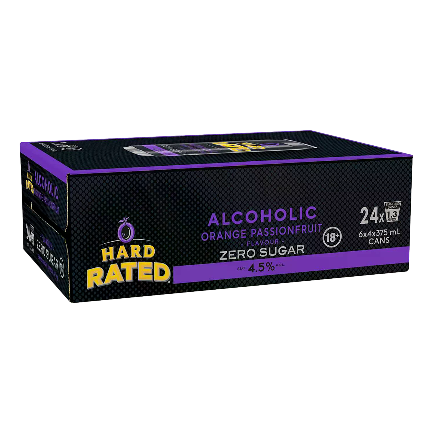 Hard Rated Alcoholic Orange Passionfruit ZERO SUGAR 4.5% 375ml Can Case of 24