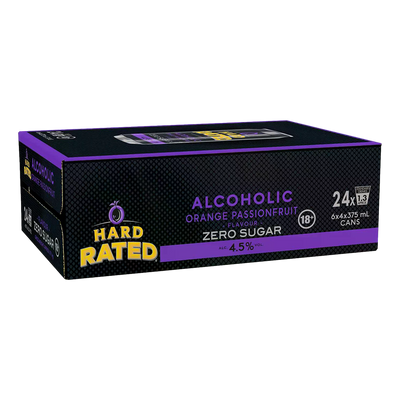 Hard Rated Alcoholic Orange Passionfruit ZERO SUGAR 4.5% 375ml Can Case of 24