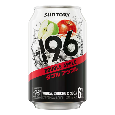 Suntory -196 Double Apple Shochu Vodka Soda 6% 330ml Can Case of 24