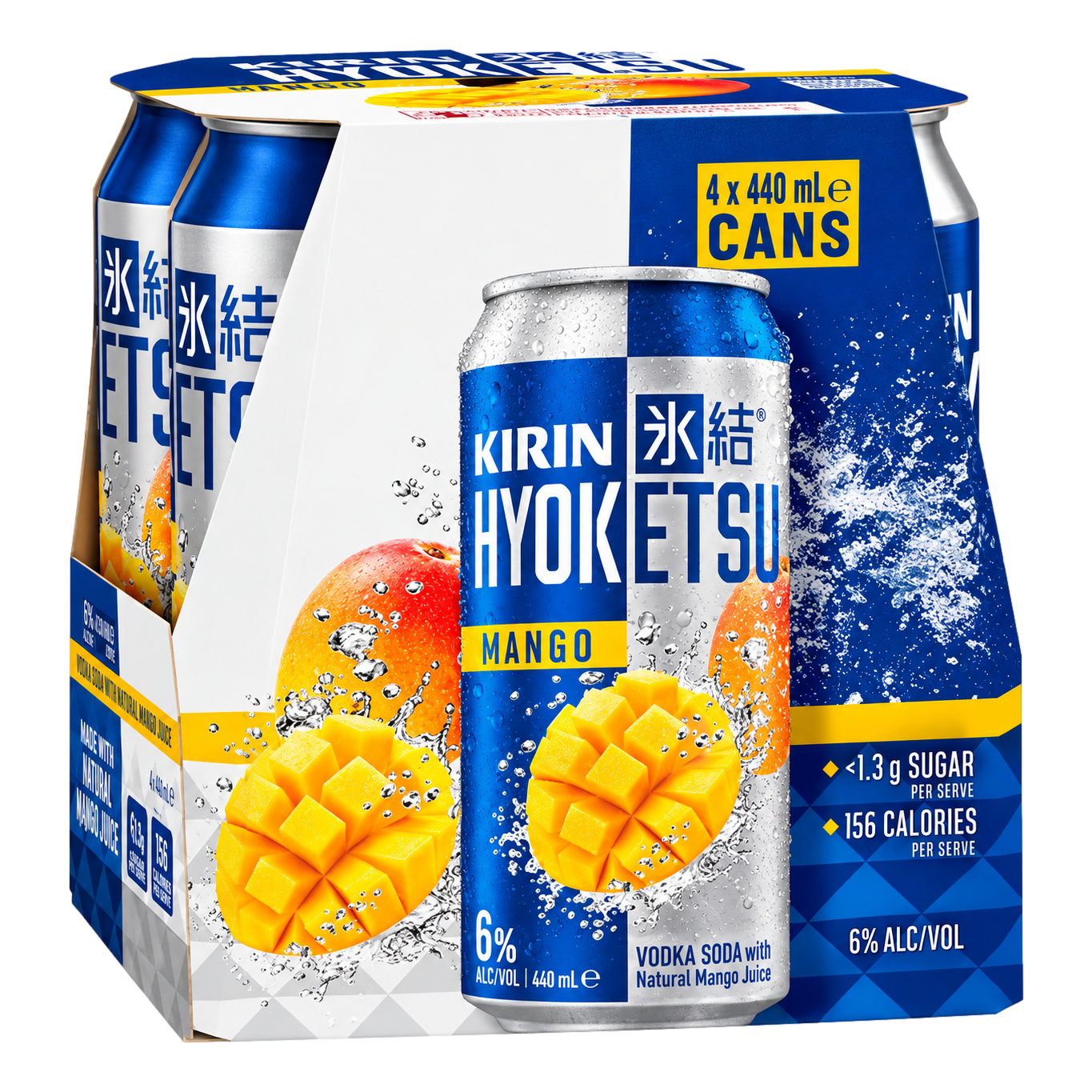 Kirin Hyoketsu Mango Vodka Soda 6% 440ml Can 4 Pack