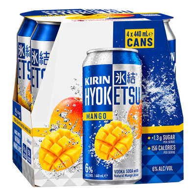 Kirin Hyoketsu Mango Vodka Soda 6% 440ml Can 4 Pack