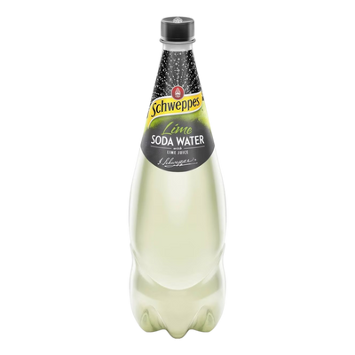 Schweppes Lime Soda Water 1.1L Bottle Case of 12