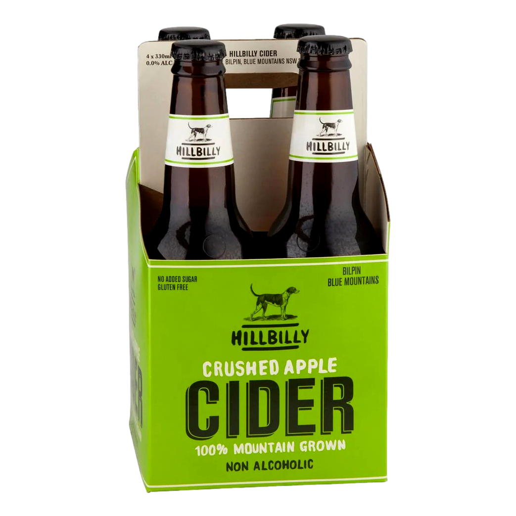 Hillbilly Non-Alcoholic Apple Cider 330ml Bottle 4 Pack