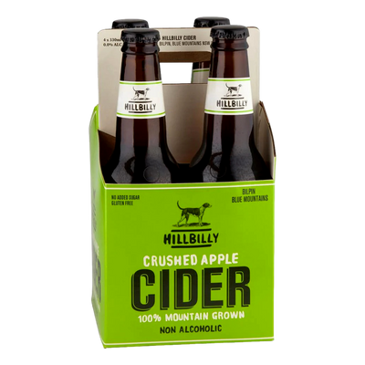 Hillbilly Non-Alcoholic Apple Cider 330ml Bottle 4 Pack