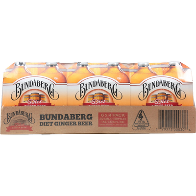 Bundaberg Diet Ginger Beer 375ml Bottle Case of 24
