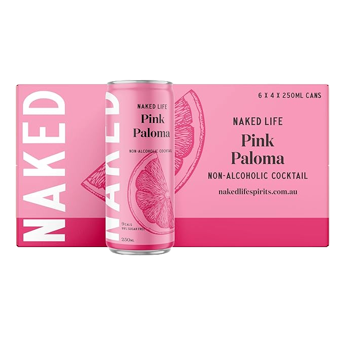 Naked Life Non-Alcoholic Pink Paloma Cocktail 250ml Can Case of 24