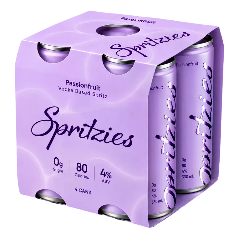 Spritzies Passionfruit Vodka Spritz 4% 330ml Can 4 Pack