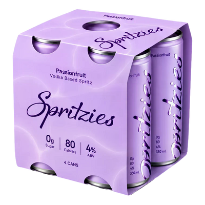 Spritzies Passionfruit Vodka Spritz 4% 330ml Can 4 Pack
