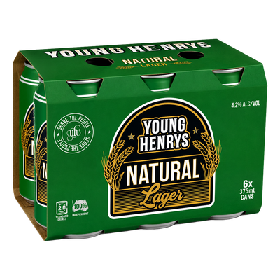 Young Henrys Natural Lager 375ml Can 6 Pack - Camperdown Cellars