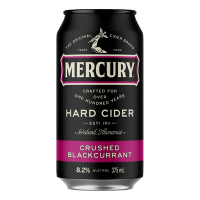 Mercury Hard Cider Crushed Blackcurrant 8.2% 375ml Can Case of 24