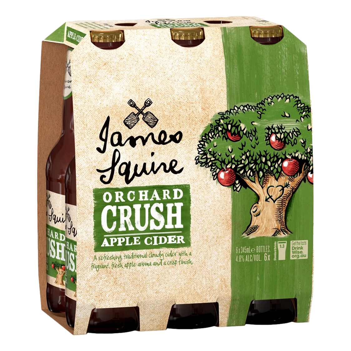 James Squire Orchard Crush Apple Cider 345ml Bottle 6 Pack