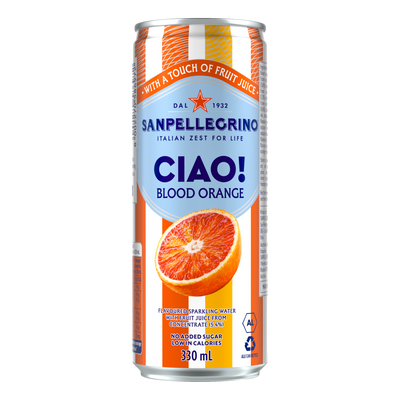 San Pellegrino CIAO! Sparkling Blood Orange 330ml Can Case of 24
